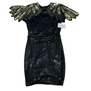 Black & Gold Sparkle Sequin Dress